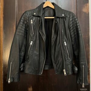 All Saints Papin Leather Biker Jacket Lamb US Size 2